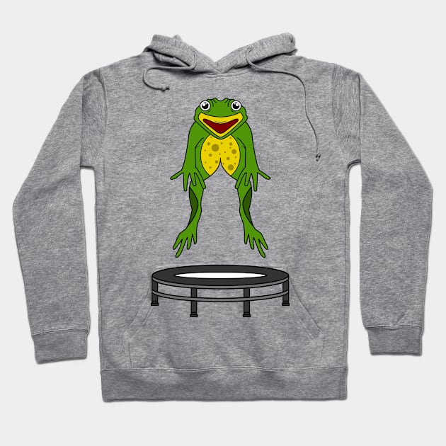 Funny frog is jumping on a trampoline Hoodie by Markus Schnabel